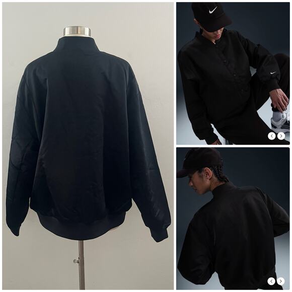Nike Destroyer Oversized Woven Bomber Jacket Women's M BLack HJ0971-010 $155 NWT - Picture 2 of 13